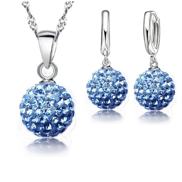 Jewelry - Casual Necklace Pendant Earrings 925 Sterling Silver Set